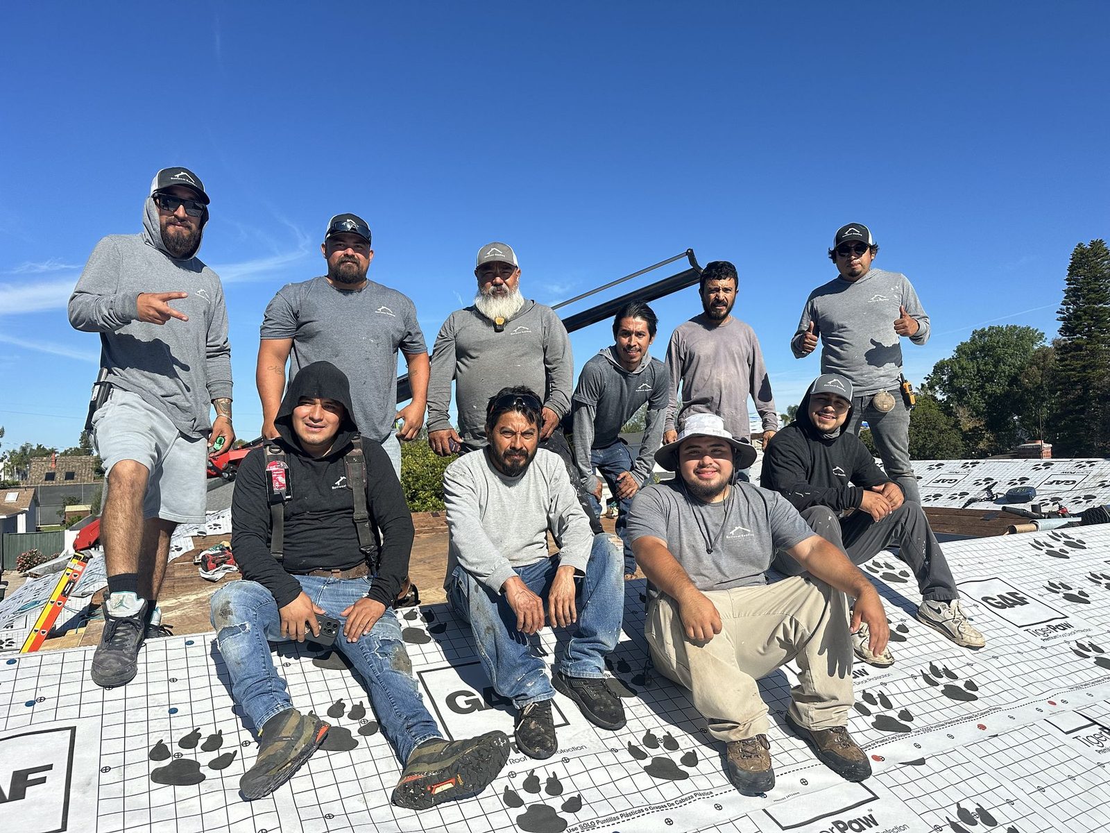 The in-house Rational Roofing crew on a job site in Orange County.